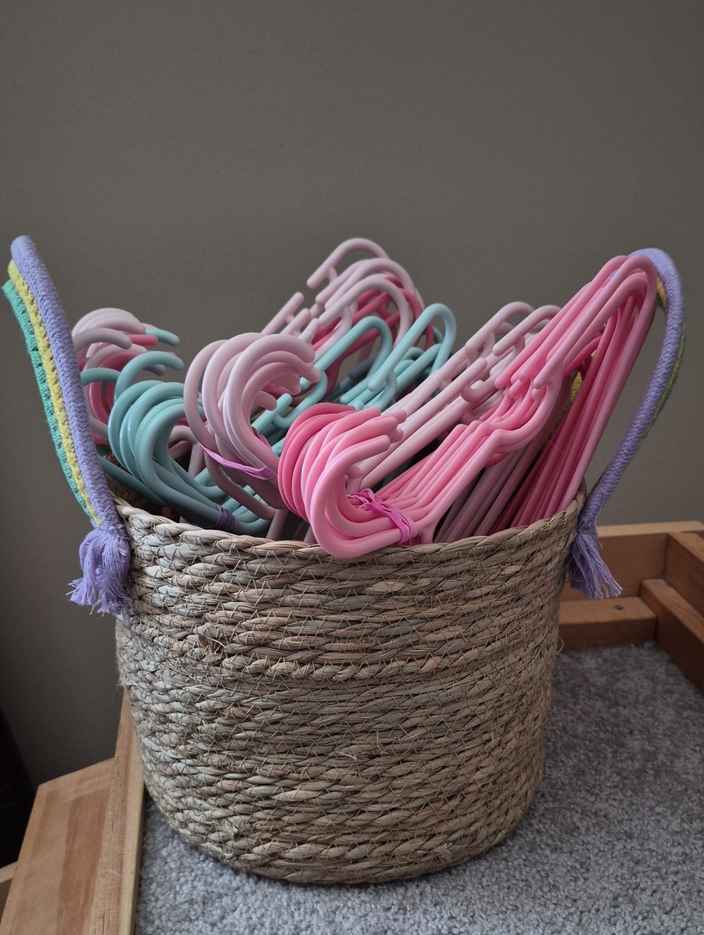 Assorted Pastel Plastic Hangers for Baby/Toddler - Pink, Mint & Lavender